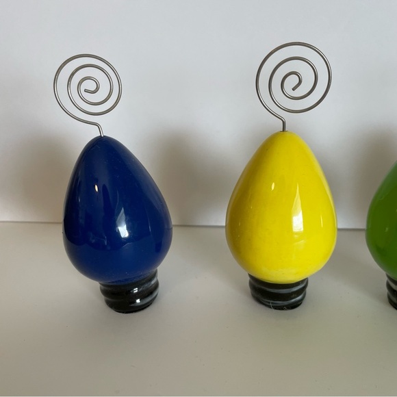 Vintage Christmas Light Bulb Colorful Decorative Photo Holiday Card Holders 4 - Picture 2 of 5